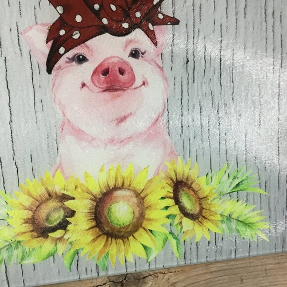 OOPS - Sunflowers Bandana Pig Glass Cutting Board - Picture 5 of 9